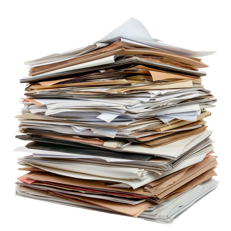 PSD large stack of various colorful folders and documents
