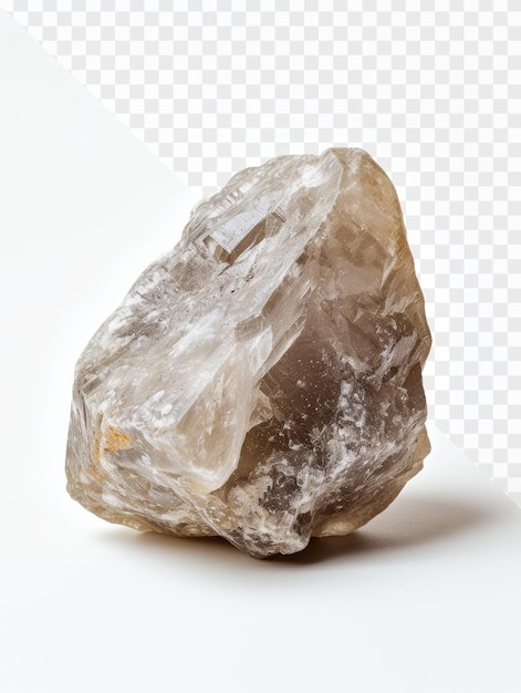 A large stone is on a transparent surface