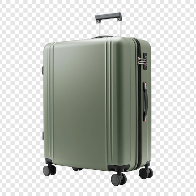 PSD large suitcase with wheels and handle isolated on transparent background