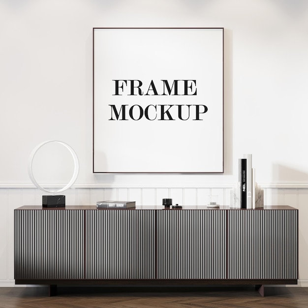 Large thin poster frame mockup