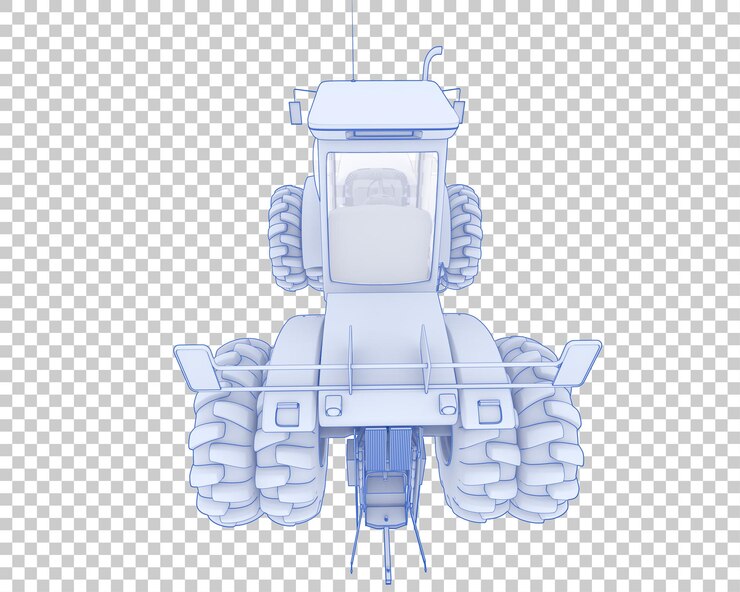 PSD large tractor on transparent background 3d rendering illustration