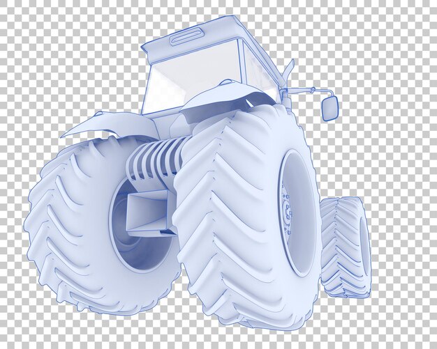 Large tractor on transparent background 3d rendering illustration