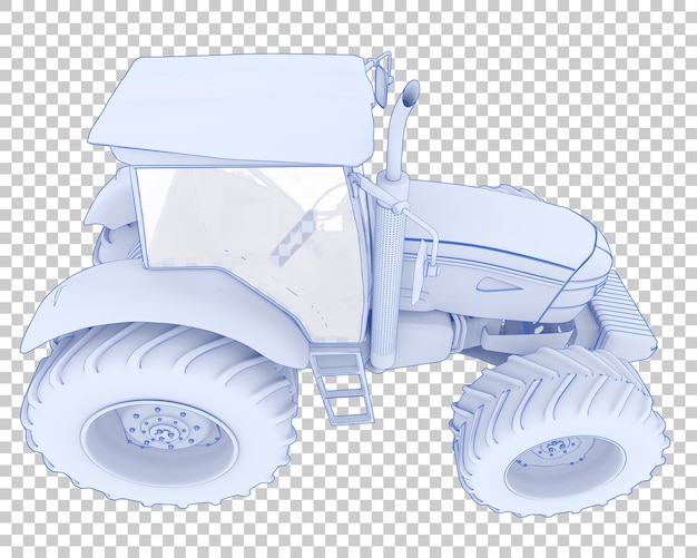 Large tractor on transparent background 3d rendering illustration