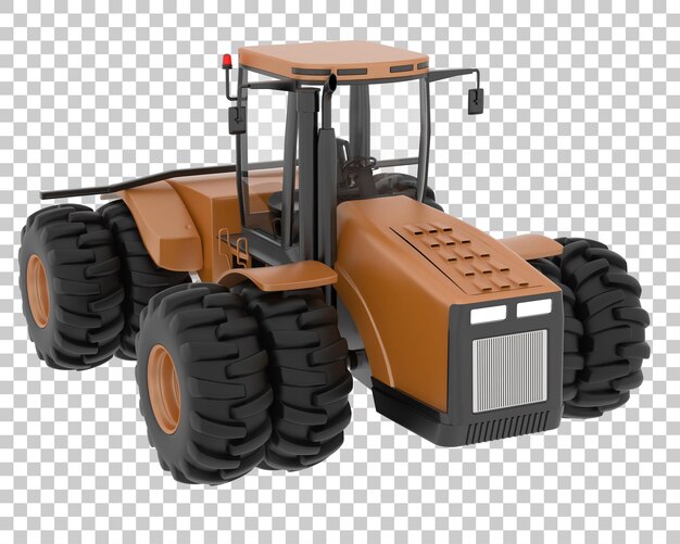 Large tractor on transparent background 3d rendering illustration