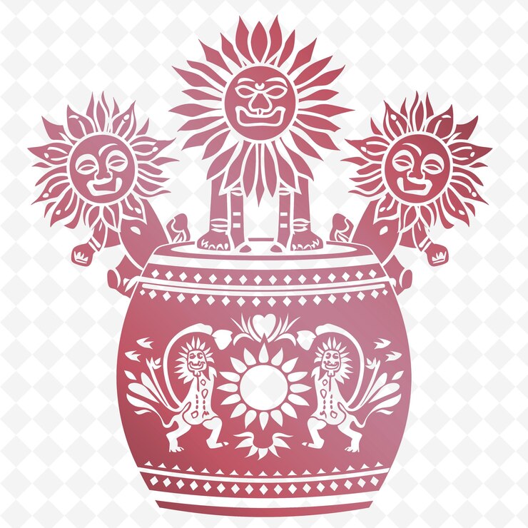 PSD a large vase with a sun and a sun on it