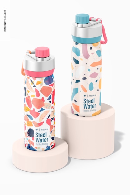 Large Water Bottles with Lid Mockup