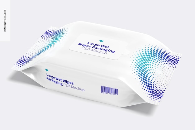 PSD large wet wipes packaging mockup, perspective