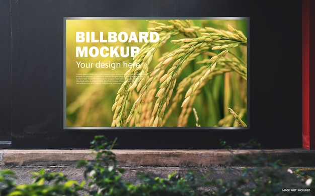 PSD large white blank billboard mockup displayed inside the mall