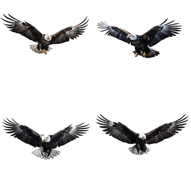 PSD large white headed eagle on plain background