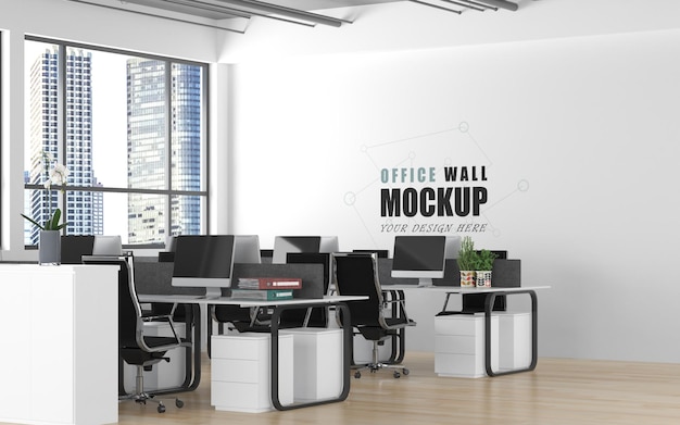 Ampio spazio di lavoro con stile moderno wall mockup