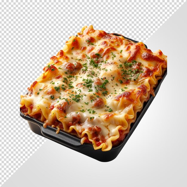 PSD lasagna z wołowiny wyizolowana na białym tle