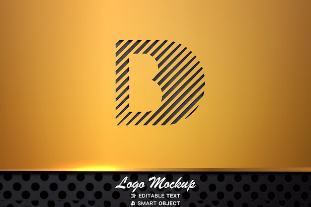 PSD mockup del logo tagliato al laser