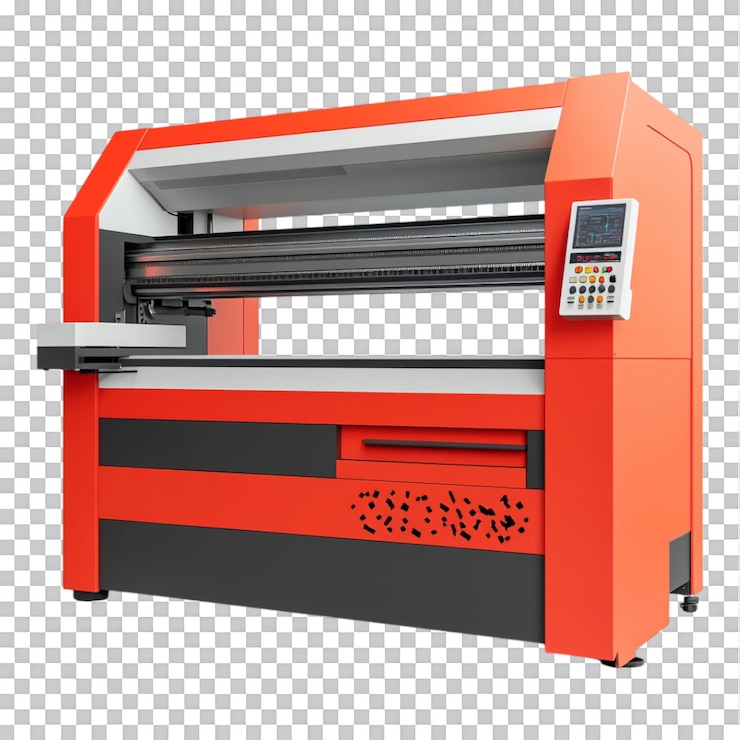 PSD laser printing machine against transparent background for office equipment visuals printing technology presentations or industrial design concepts