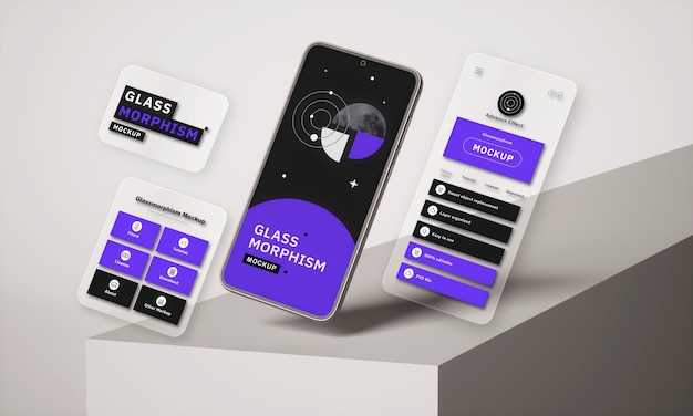 Lasimainen älypuhelinmallikuvan design
