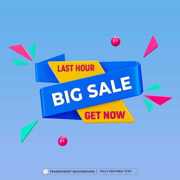 Last hour big sale 3d social media banner post template