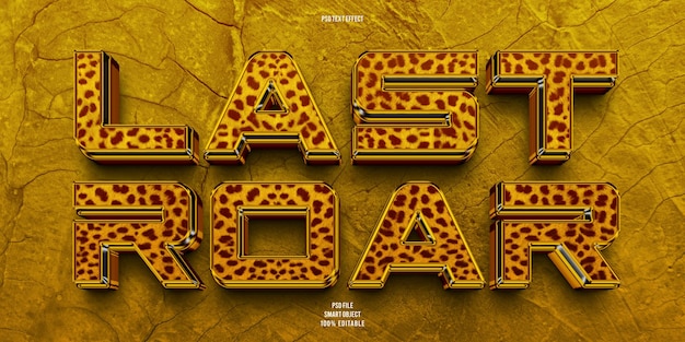 PSD Редактируемый текстовый эффект last roar 3d