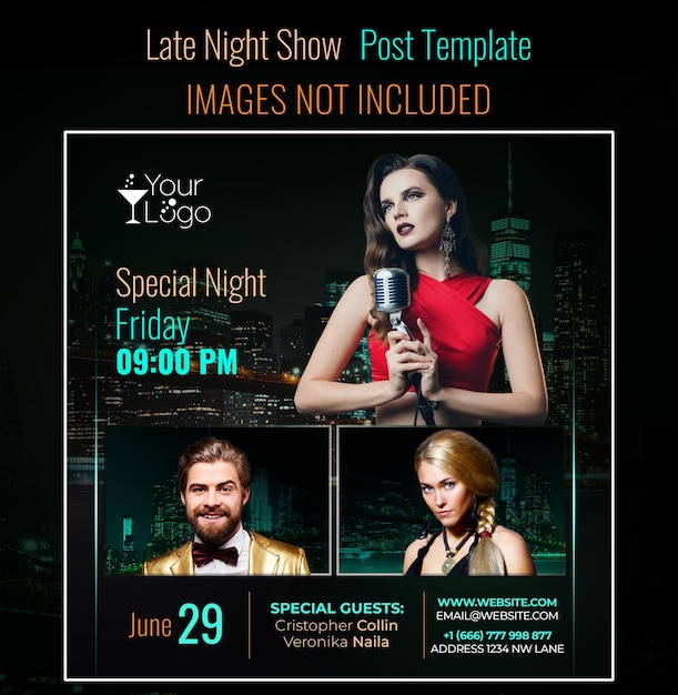 Late Night Show Social Media Template speciale gasten