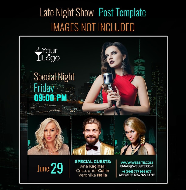 Late night show social media template speciale gasten