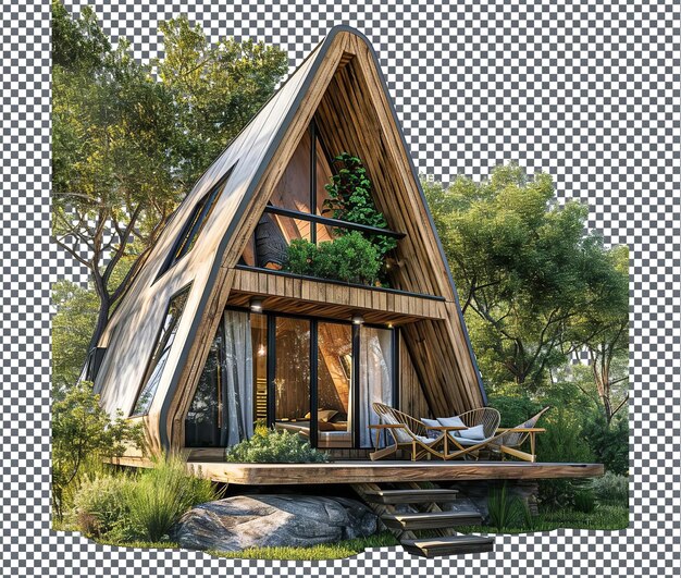 PSD latest couples eco friendly cabin isolated on transparent background