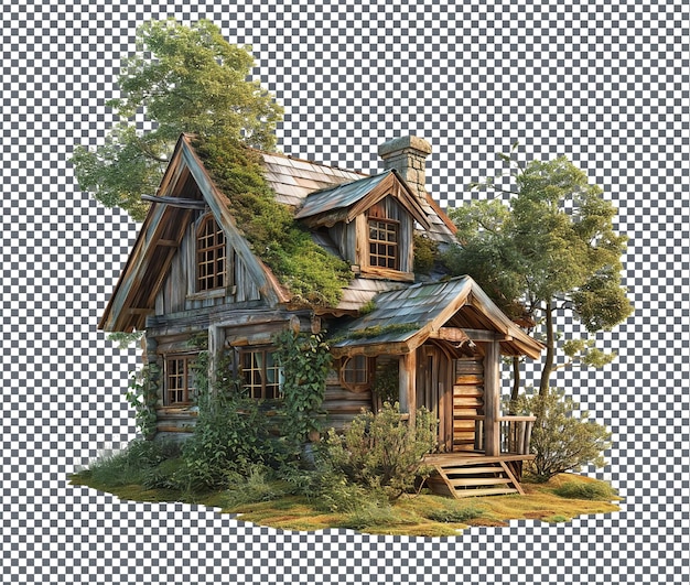 PSD latest couples eco friendly cabin isolated on transparent background