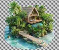 PSD latest couples eco friendly resort isolated on transparent background