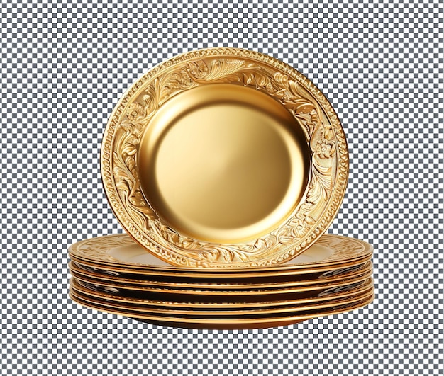 Latest gold charger plates isolated on transparent background