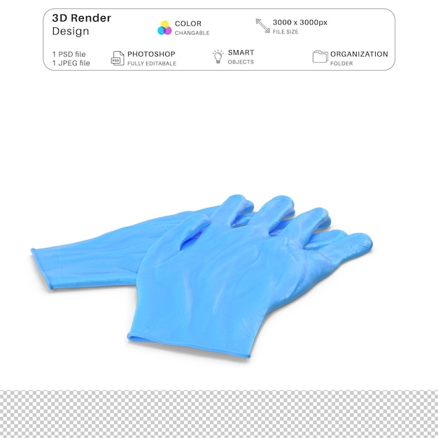 Латексная перчатка 3D модель 3D моделирование PSD файл реалистичное медицинское оборудование