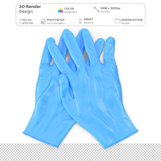 PSD latex glove 3d model 3d modeling psd file realistic medical equipment