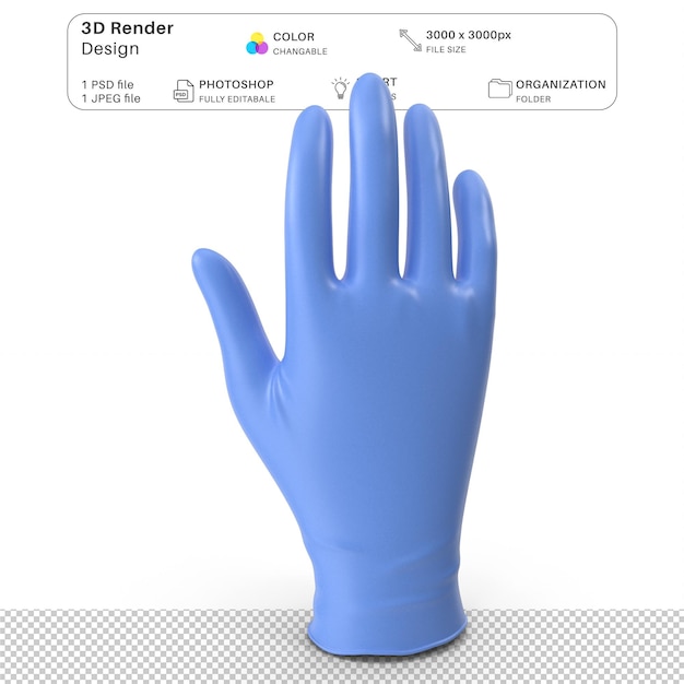 PSD latex glove 3d model 3d modeling psd file realistic medical equipment