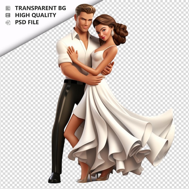 PSD latin couple dancing 3d cartoon stijl witte achtergrond is