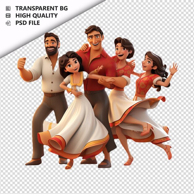 PSD latin family dancing 3d cartoon style na białym tle jest