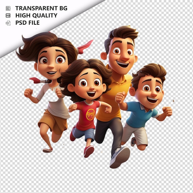 PSD latin family running 3d cartoon style witte achtergrond is