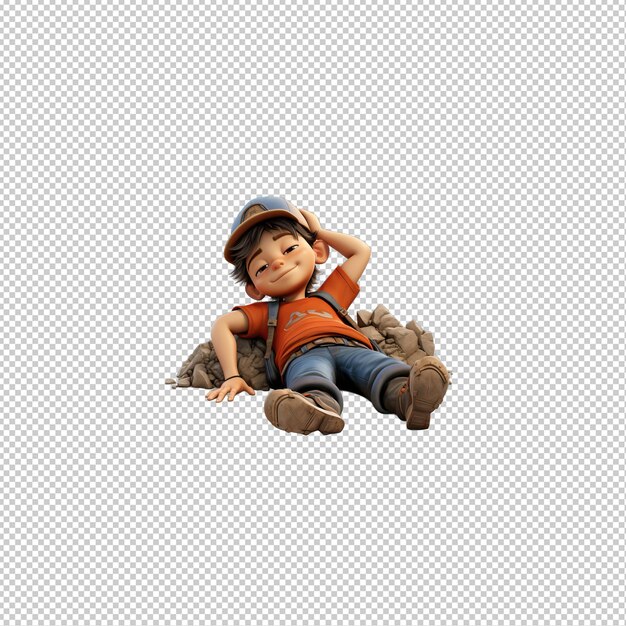 PSD latin kid napping 3d cartoon stile sfondo trasparente isola