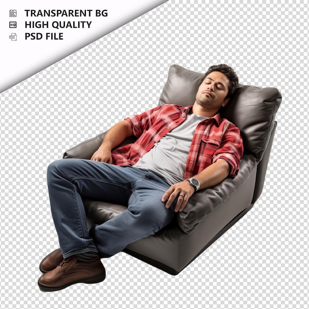 PSD latin man napping ultra realistic style white background