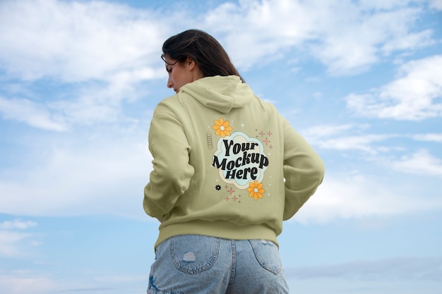 PSD latin model with hoodie mockup