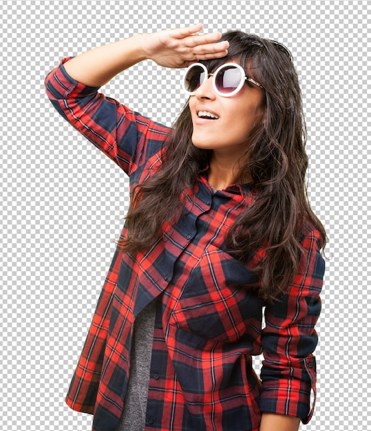 PSD latin woman wearing sunglasses