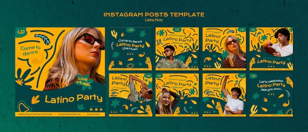 PSD latino party instagram posts template