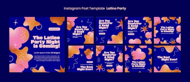 PSD latino party instagram posts template