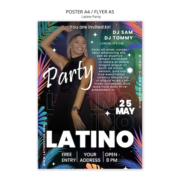 PSD 라틴계 파티 포스터 템플릿