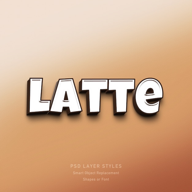 Latte 3d Styl Tekstu Efekt Psd