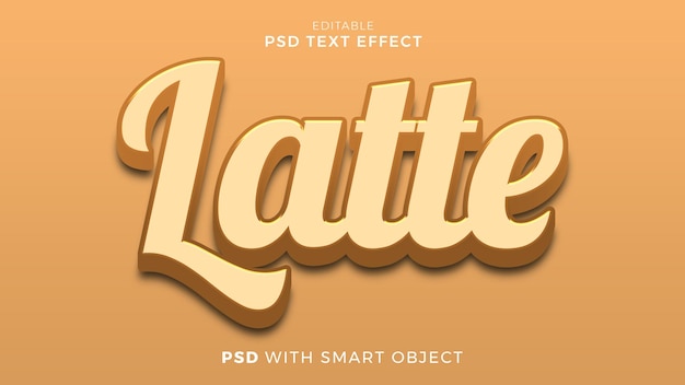 PSD latte 3d style text effect editable template