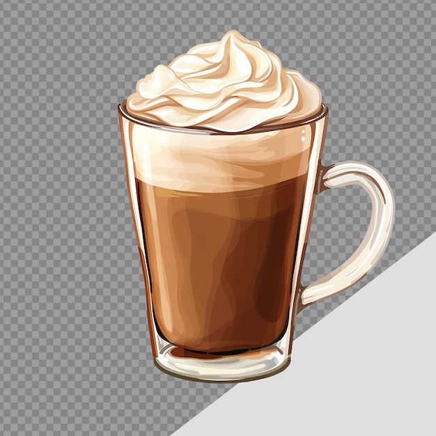 PSD latte in coffee cup png isolated on transparent background