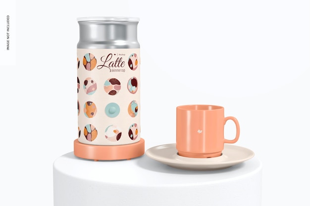 Latte skimmer cup con mug mockup