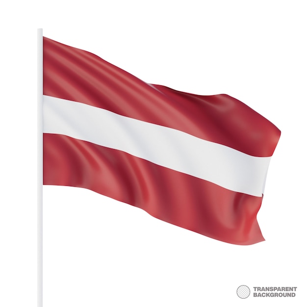 Latvia flag isolated on white background with clipping path close up waving flag of Latvia flag symbols of Latvia 3d rendering