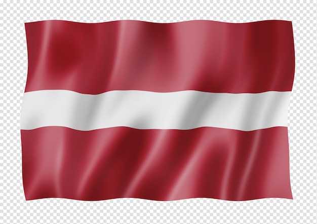 白で隔離されるラトビアの旗