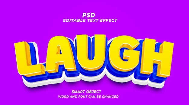 Laugh 3d editable psd text effect with cute background