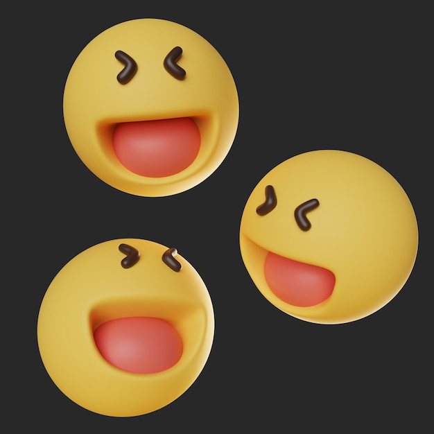 laugh out loud face emoticon 3D graphics