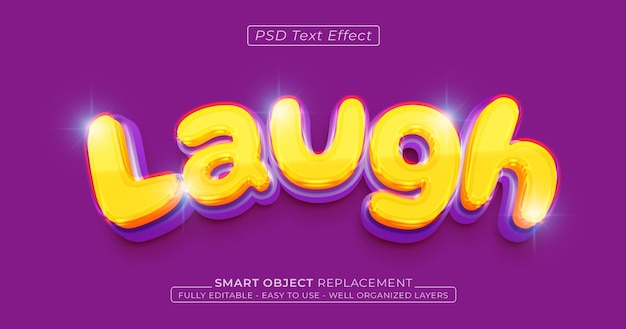 PSD laugh text effect editable 3d comic style