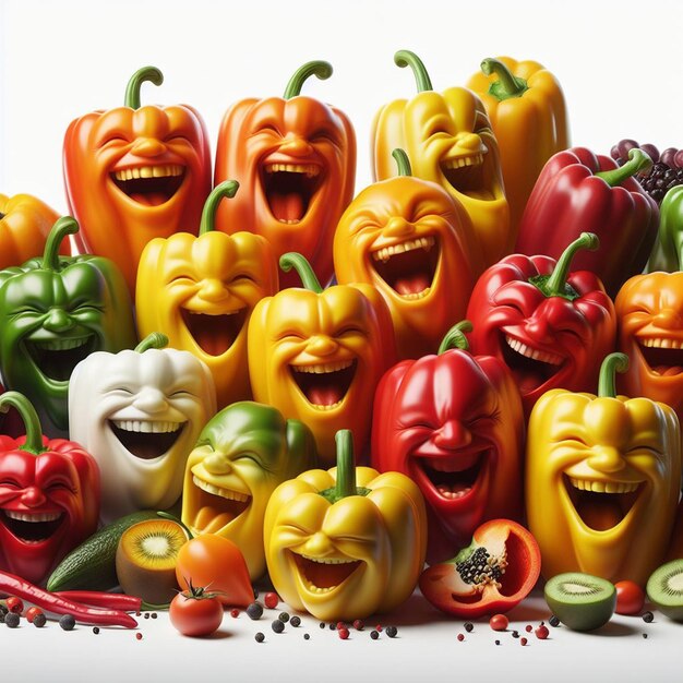 Laughing bellpepper potpourri food still of various bellpepper colorful vegetables