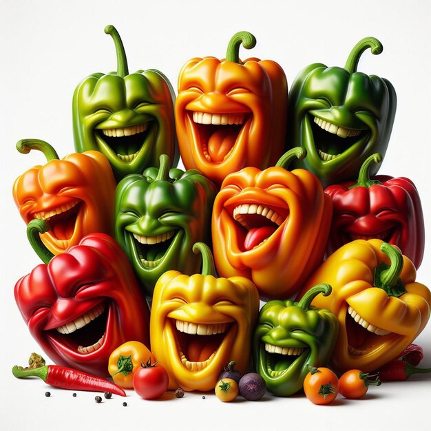 Laughing bellpepper potpourri food still of various bellpepper colorful vegetables